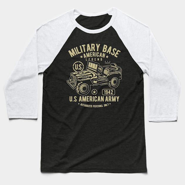 US Army Jeep - American Military Base Baseball T-Shirt by Jarecrow 